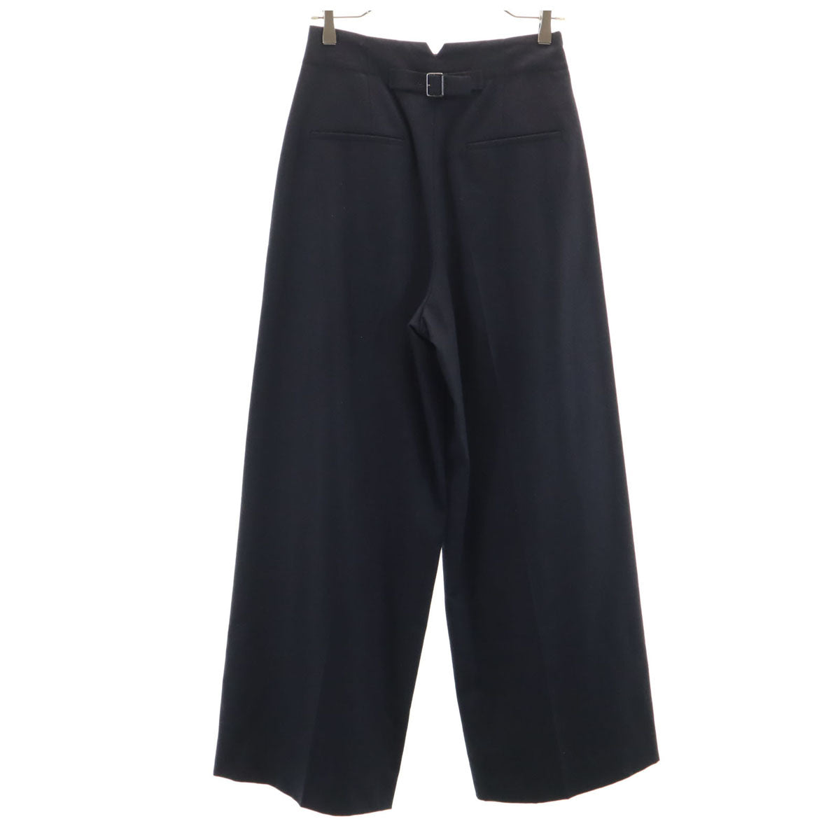 未使用 ebure エブール 日本製 ハイウエスト ワイドパンツ 38 ネイビー レディース
