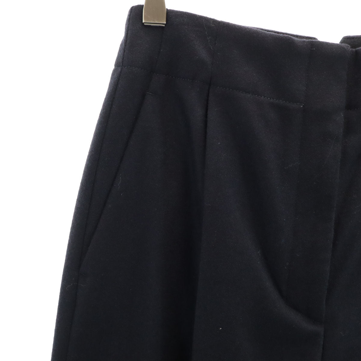 未使用 ebure エブール 日本製 ハイウエスト ワイドパンツ 38 ネイビー レディース