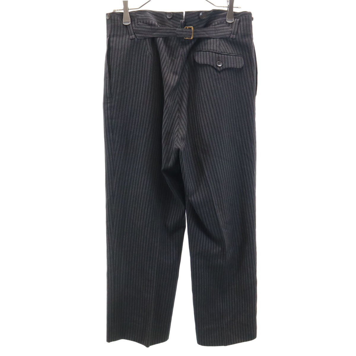 50s ヴィンテージ 針シンチ ストライプ柄 スラックスパンツ グレー ボタンフライ メンズ