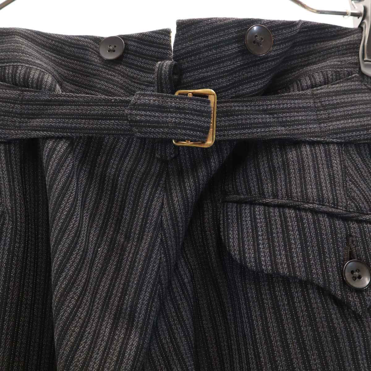 50s ヴィンテージ 針シンチ ストライプ柄 スラックスパンツ グレー ボタンフライ メンズ