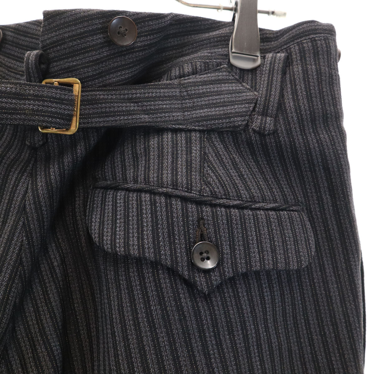 50s ヴィンテージ 針シンチ ストライプ柄 スラックスパンツ グレー ボタンフライ メンズ