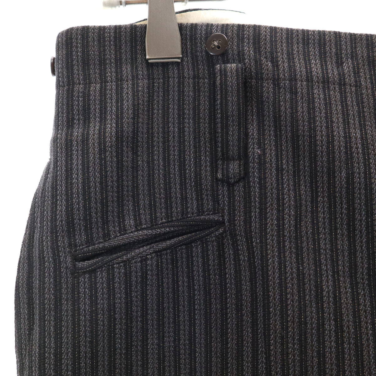 50s ヴィンテージ 針シンチ ストライプ柄 スラックスパンツ グレー ボタンフライ メンズ