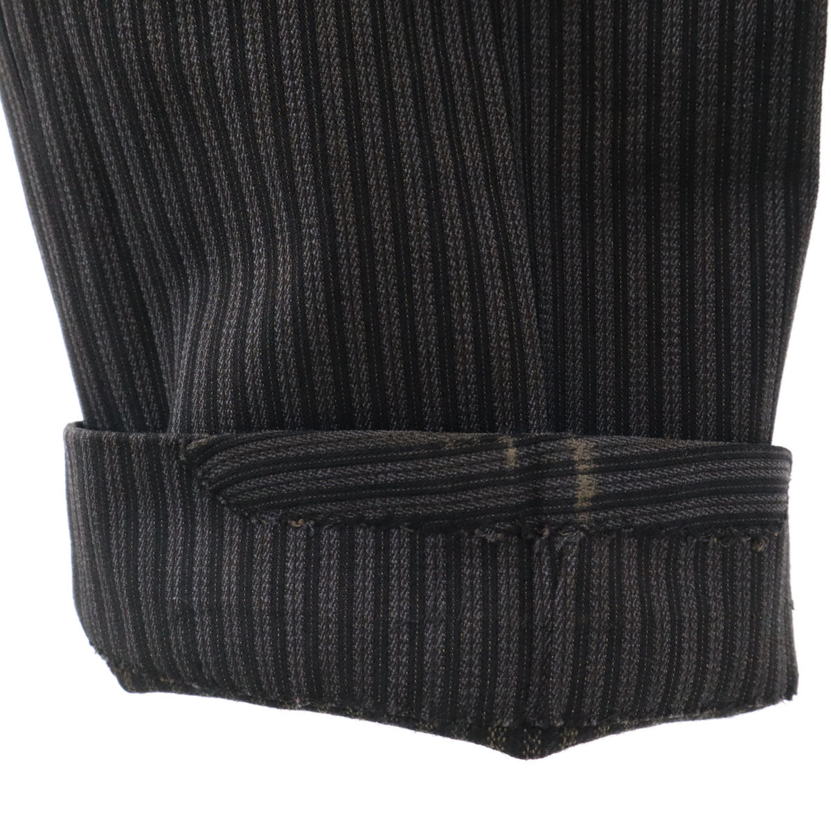 50s ヴィンテージ 針シンチ ストライプ柄 スラックスパンツ グレー ボタンフライ メンズ