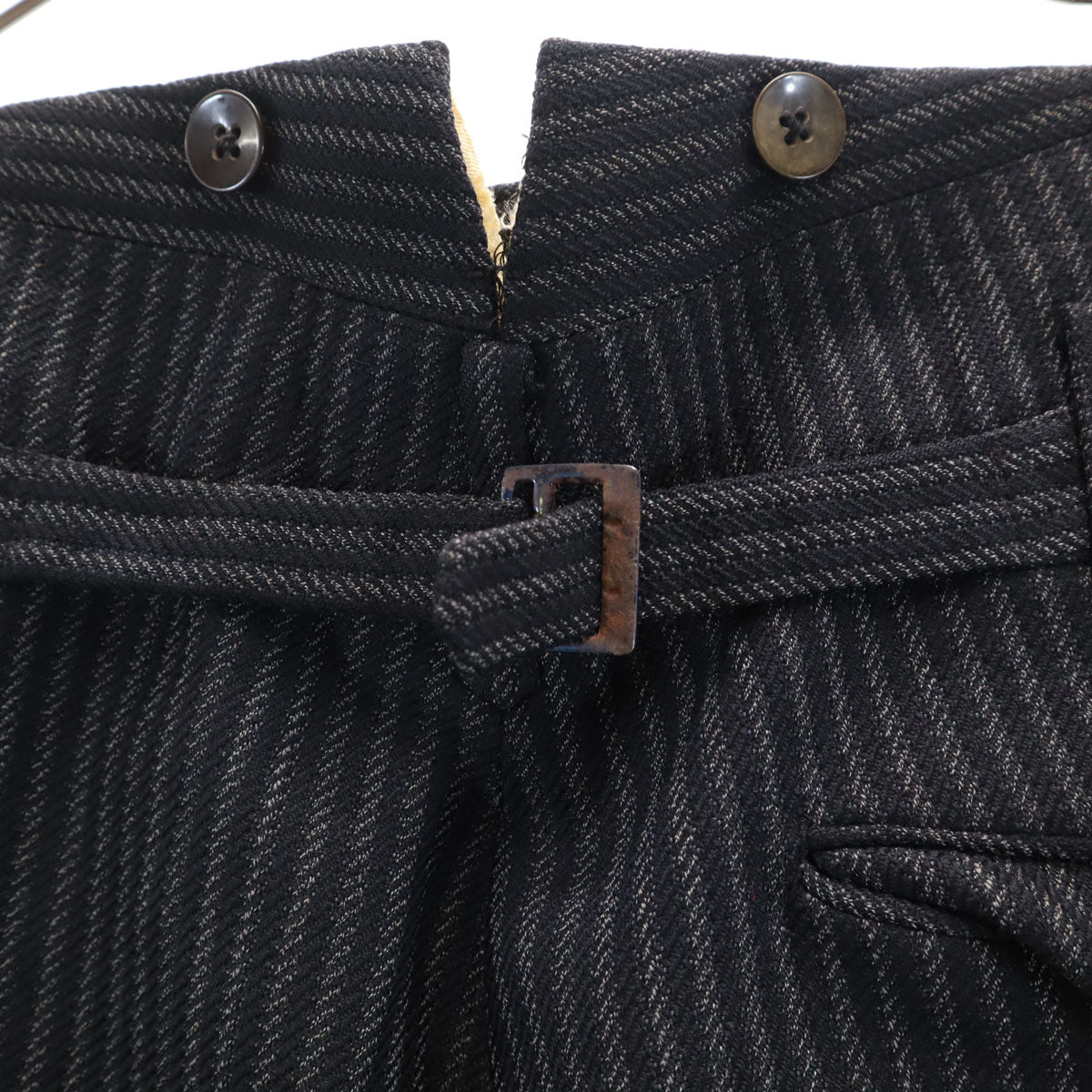 50s ヴィンテージ 針シンチ ストライプ柄 スラックスパンツ ネイビー系 ボタンフライ メンズ