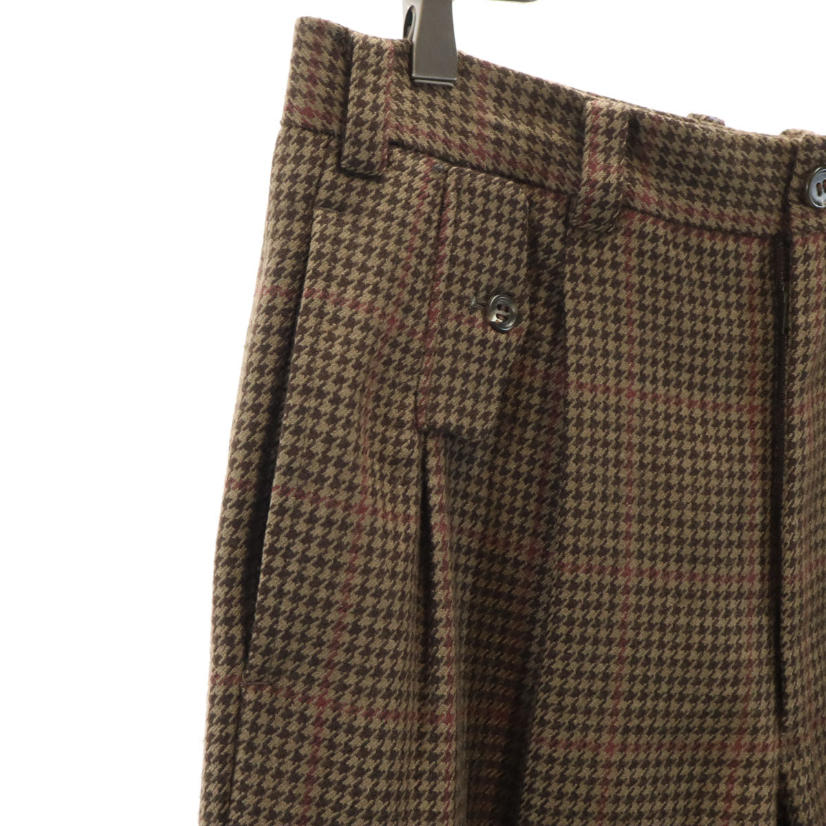 KARL LAGERFELD カールラガーフェルド ウール100% 千鳥格子 スラックスパンツ 82 ブラウン メンズ