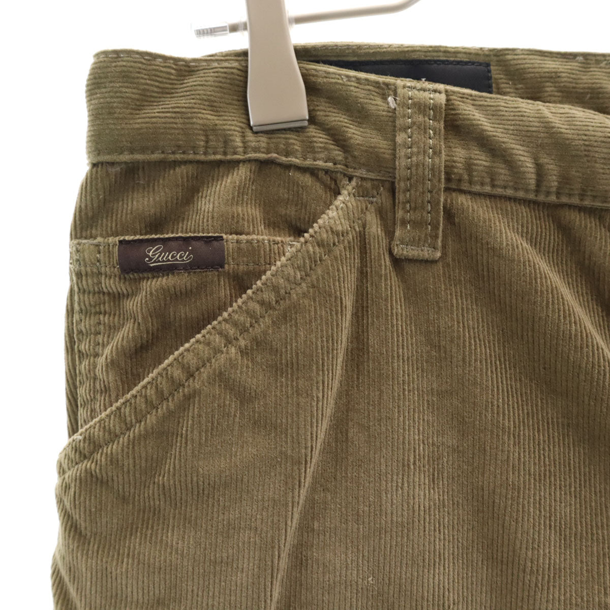 GUCCI グッチ イタリア製 short skinny コーデュロイパンツ 44 カーキ ボタンフライ レディース
