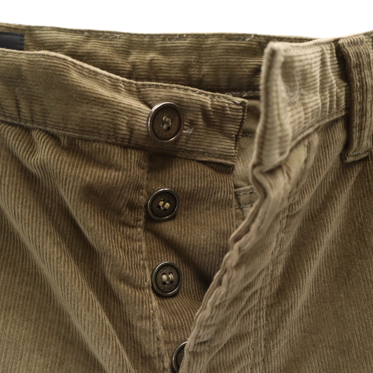 GUCCI グッチ イタリア製 short skinny コーデュロイパンツ 44 カーキ ボタンフライ レディース