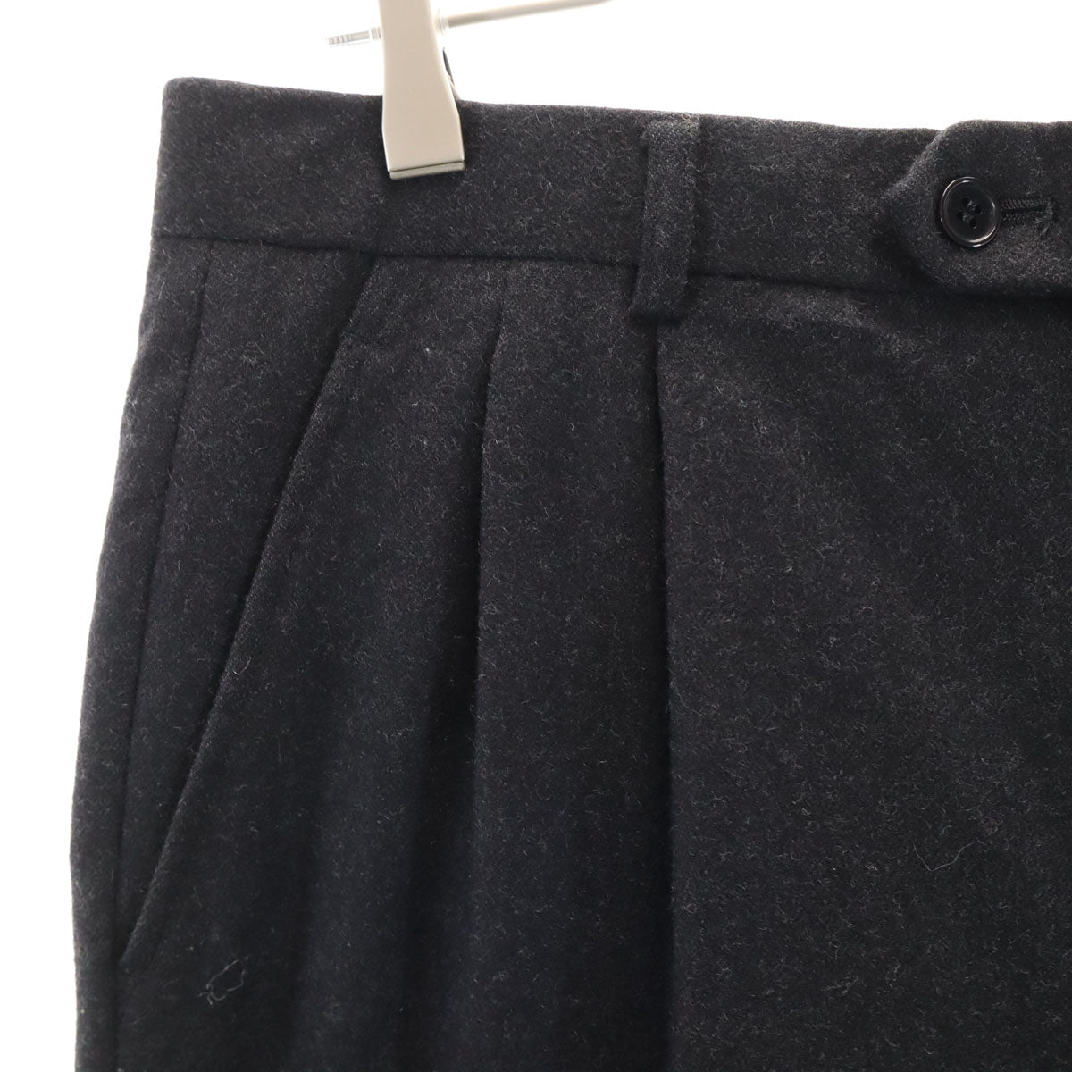 YVES SAINT LAURENT イヴサンローラン 90s 日本製 ウールブレンド オールド スラックスパンツ 85 ブラック ツータック メンズ