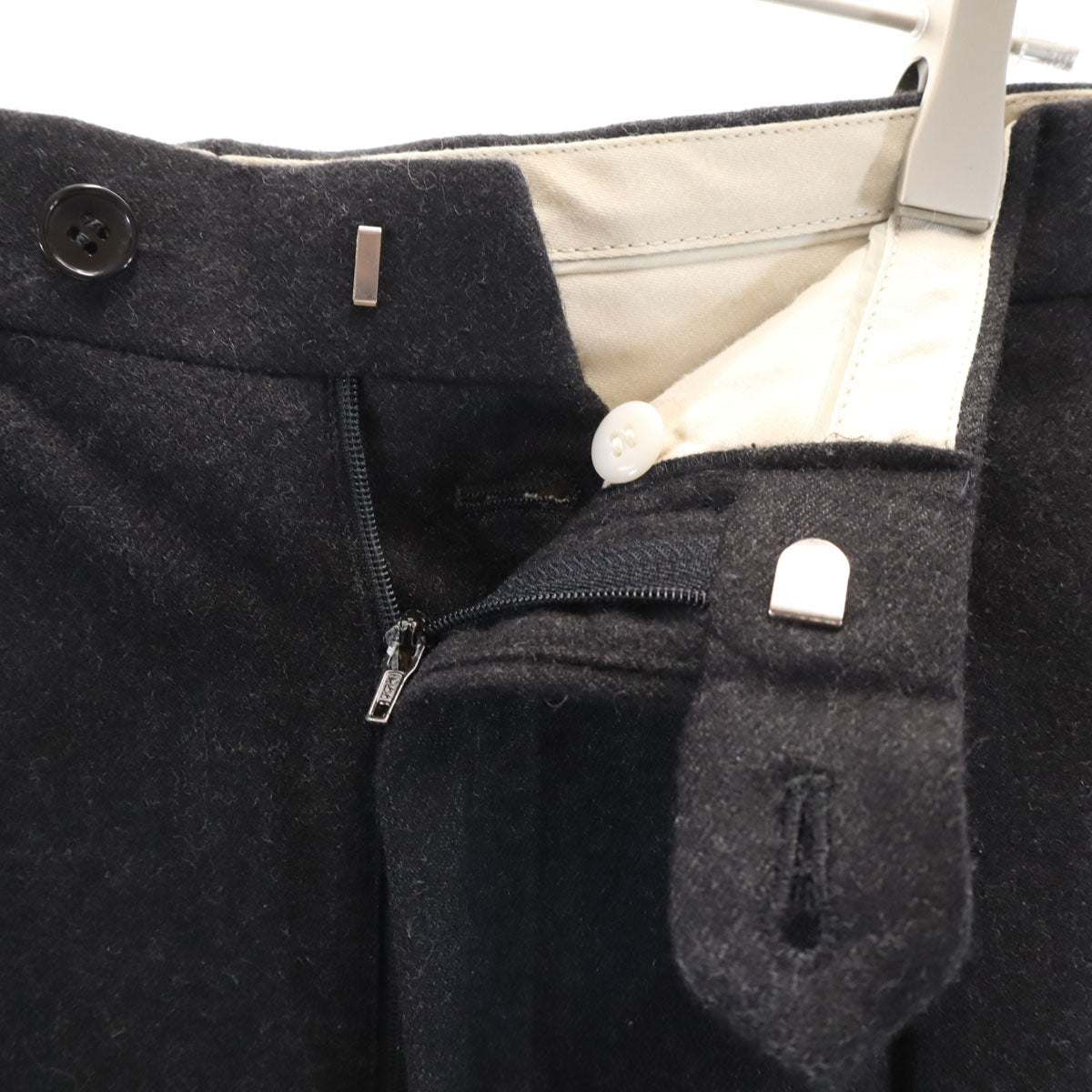 YVES SAINT LAURENT イヴサンローラン 90s 日本製 ウールブレンド オールド スラックスパンツ 85 ブラック ツータック メンズ