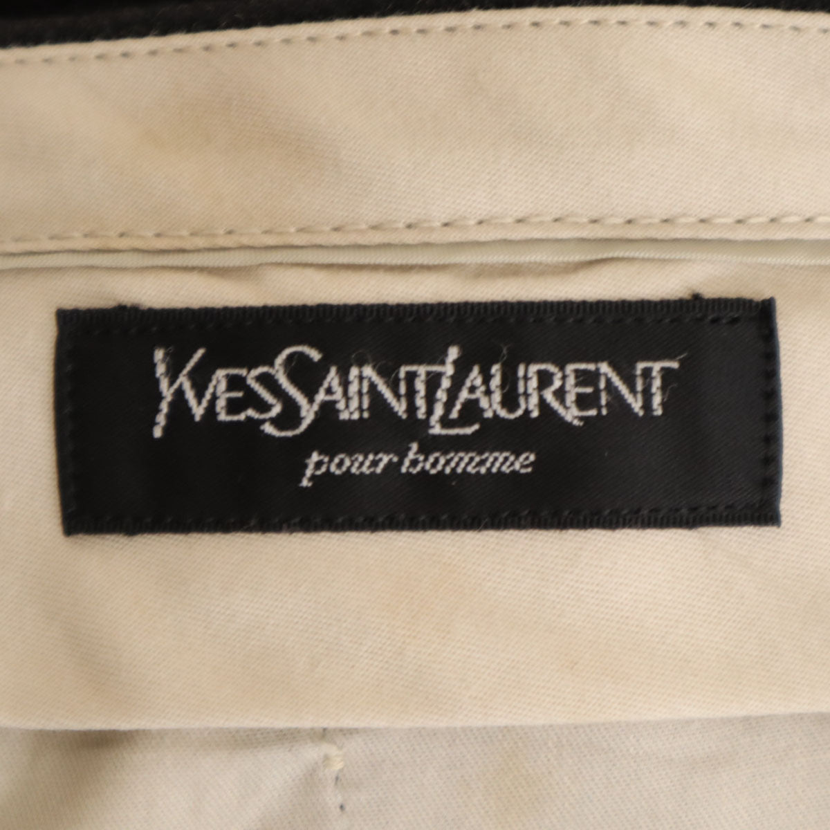 YVES SAINT LAURENT イヴサンローラン 90s 日本製 ウールブレンド オールド スラックスパンツ 85 ブラック ツータック メンズ