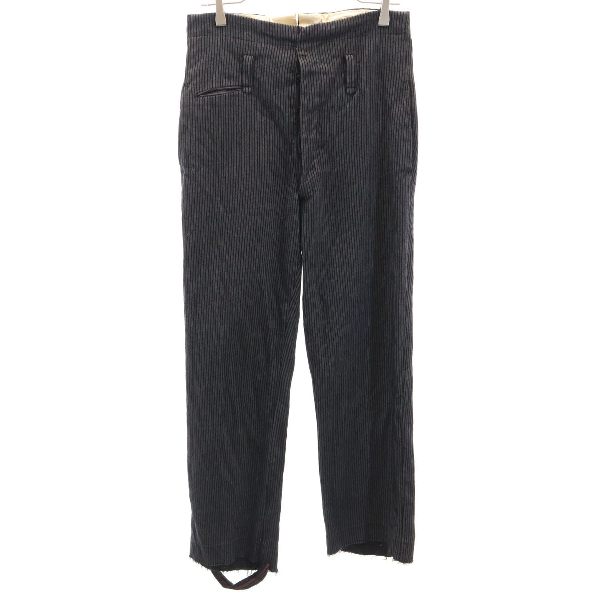 50s ヴィンテージ 針シンチ ストライプ柄 ハイウエスト パンツ グレー系 ボタンフライ メンズ