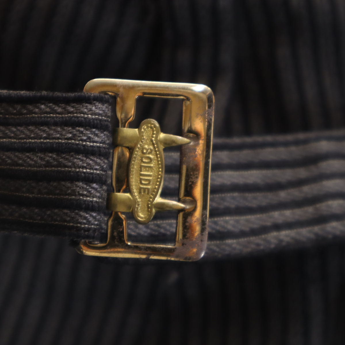 50s ヴィンテージ 針シンチ ストライプ柄 ハイウエスト パンツ グレー系 ボタンフライ メンズ