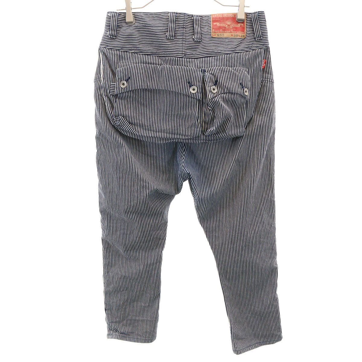 美品 NATAL DESIGN ネイタルデザイン 日本製 ヒッコリー デニムサルエルパンツ W30 ネイビー系 ジーパン メンズ