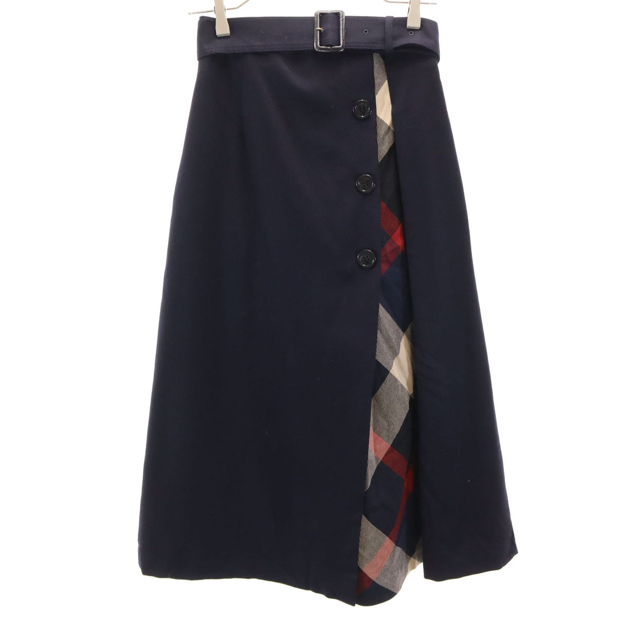 美品 BLUE LABEL CRESTBRIDGE ブルーレーベルクレストブリッジ クロップド丈 ワイドパンツ 36 ネイビー レディース