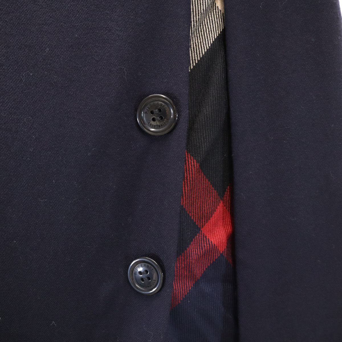 美品 BLUE LABEL CRESTBRIDGE ブルーレーベルクレストブリッジ クロップド丈 ワイドパンツ 36 ネイビー レディース