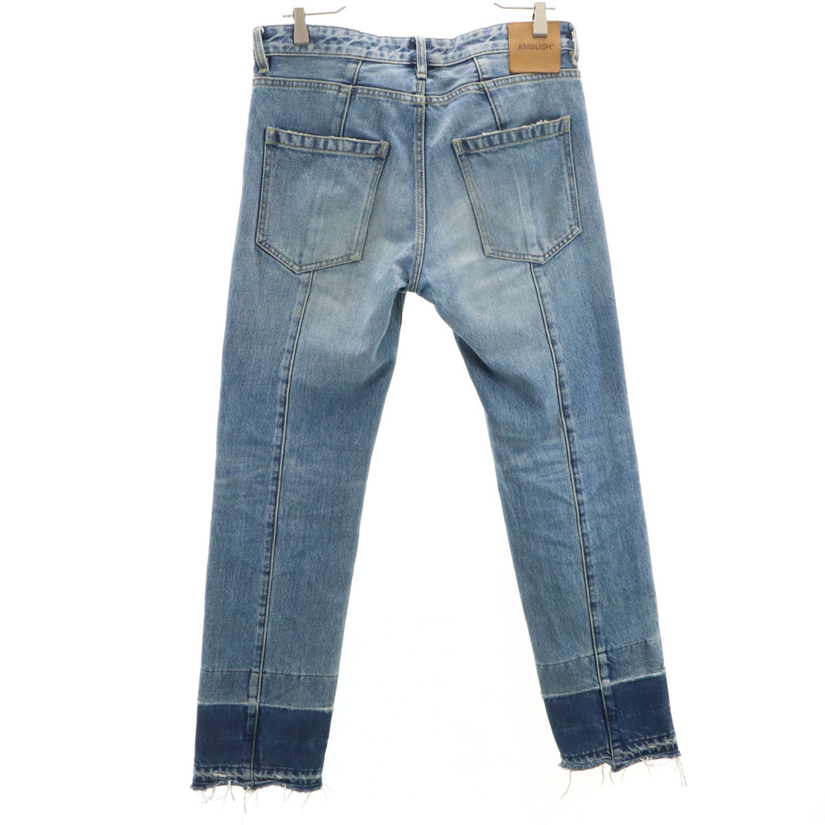 AMBUSH アンブッシュ 日本製 カットオフ加工 ストレートデニムパンツ 1 ウォッシュブルー ジーンズ メンズ