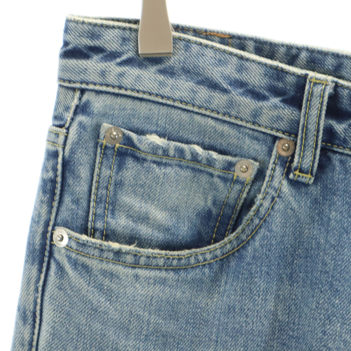 AMBUSH アンブッシュ 日本製 カットオフ加工 ストレートデニムパンツ 1 ウォッシュブルー ジーンズ メンズ