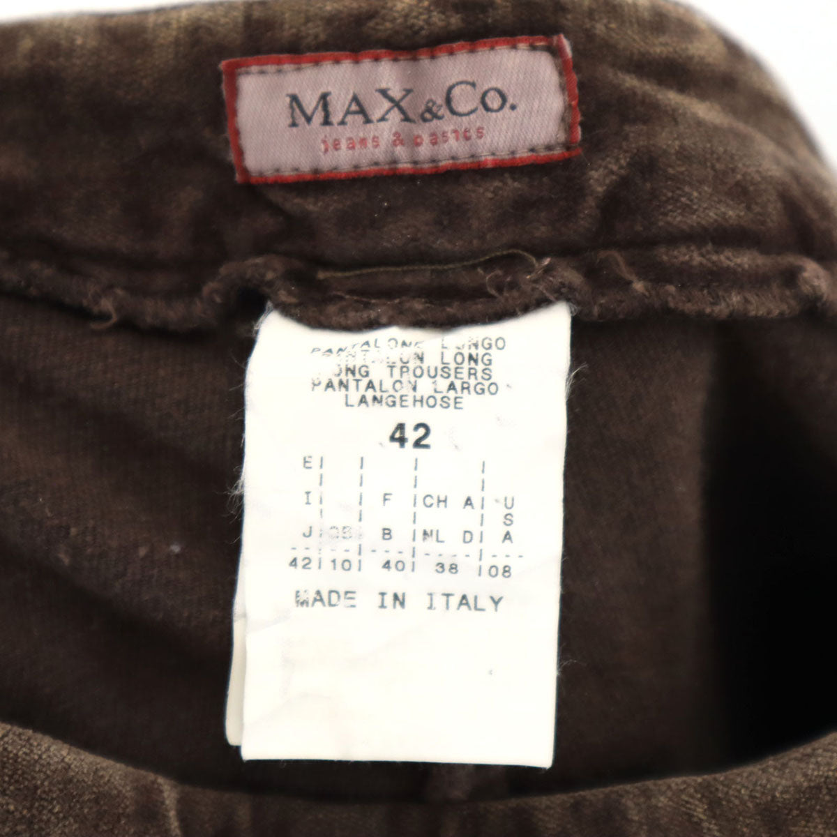 MAX&CO マックスアンドコー イタリア製 ベロア パンツ 42 ブラウン マックスマーラ レディース