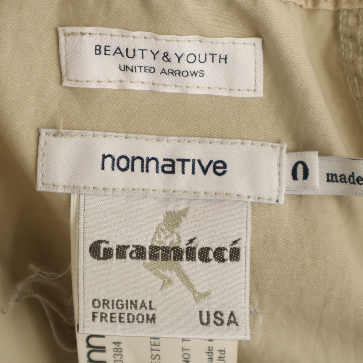 Gramicci グラミチ nonnative ノンネイティブ コラボ BEAUTY &YOUTH ビューティーアンドユース 別注 日本製 テーパードパンツ 0 ベージュ ストレッチ クライミング メンズ