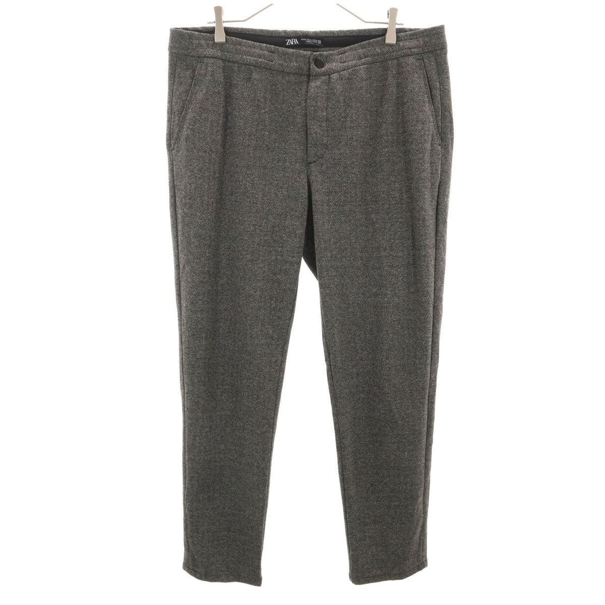 ZARA ザラ ヘリーンボーン柄 パンツ XL グレー系 メンズ