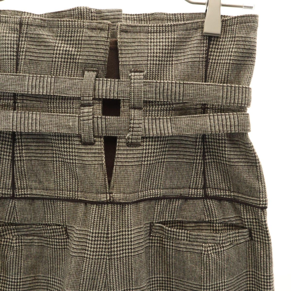 未使用 GRACE CONTINENTAL グレースコンチネンタル 日本製 千鳥格子柄 ハイウエスト ワイドパンツ 36 ブラウン系 タグ付き レディース