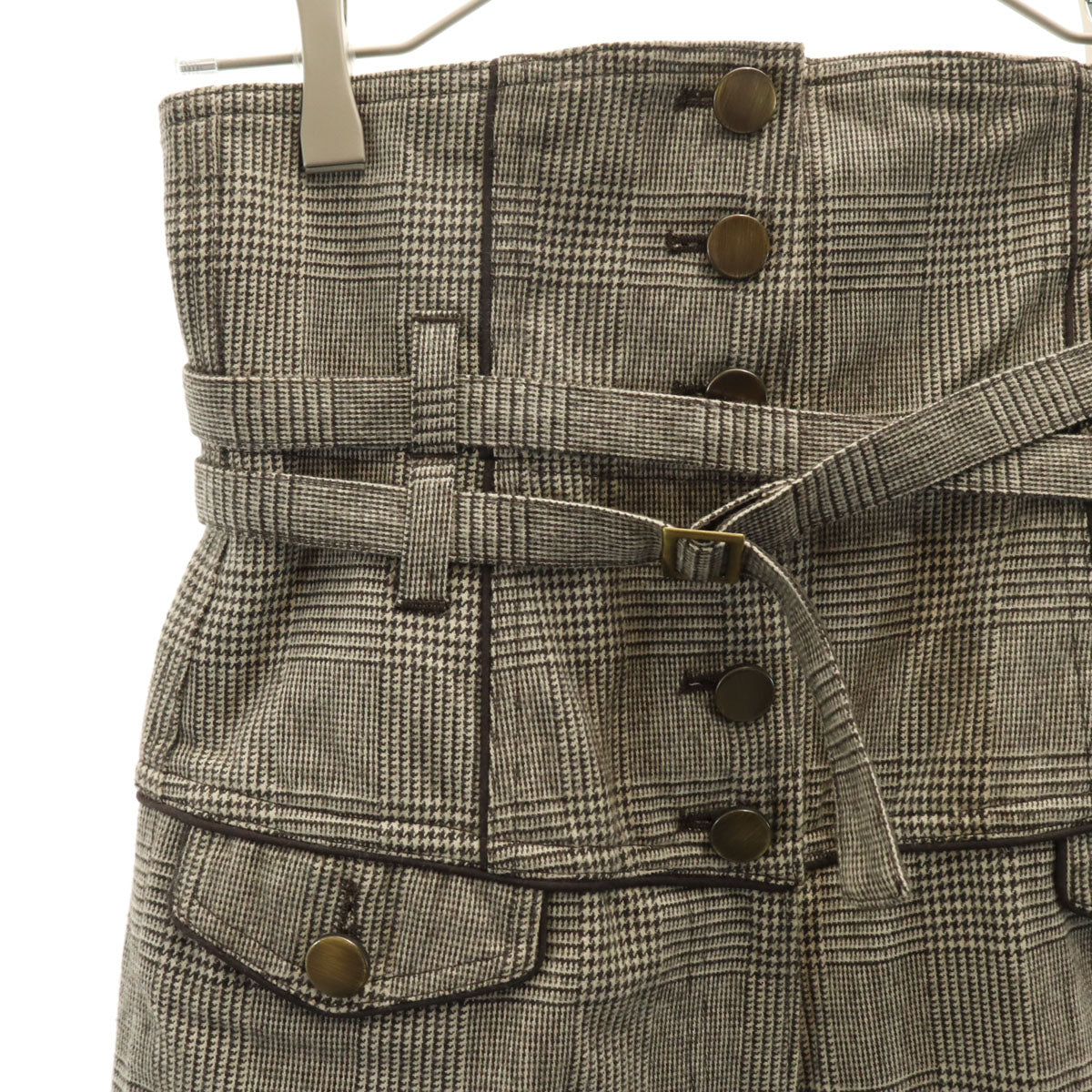 未使用 GRACE CONTINENTAL グレースコンチネンタル 日本製 千鳥格子柄 ハイウエスト ワイドパンツ 36 ブラウン系 タグ付き レディース