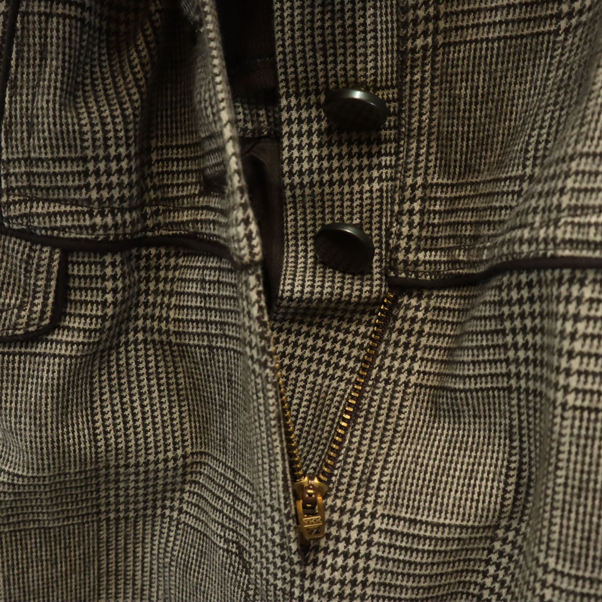 未使用 GRACE CONTINENTAL グレースコンチネンタル 日本製 千鳥格子柄 ハイウエスト ワイドパンツ 36 ブラウン系 タグ付き レディース