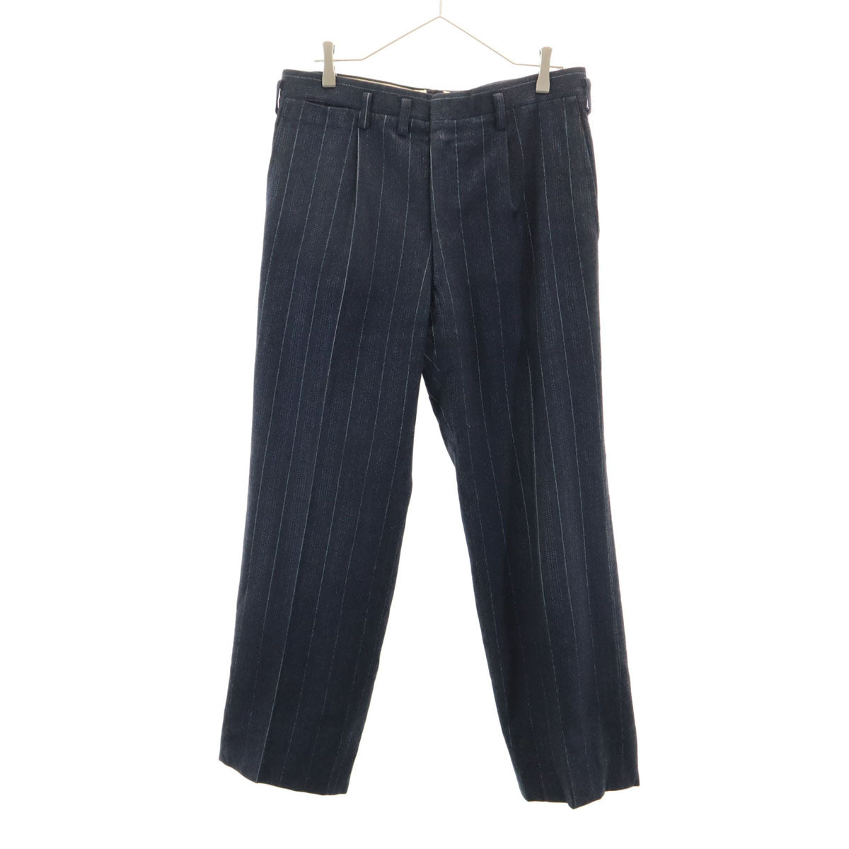 60s 70s ヴィンテージ ストライプ柄 スラックスパンツ ネイビー TALONジップ メンズ