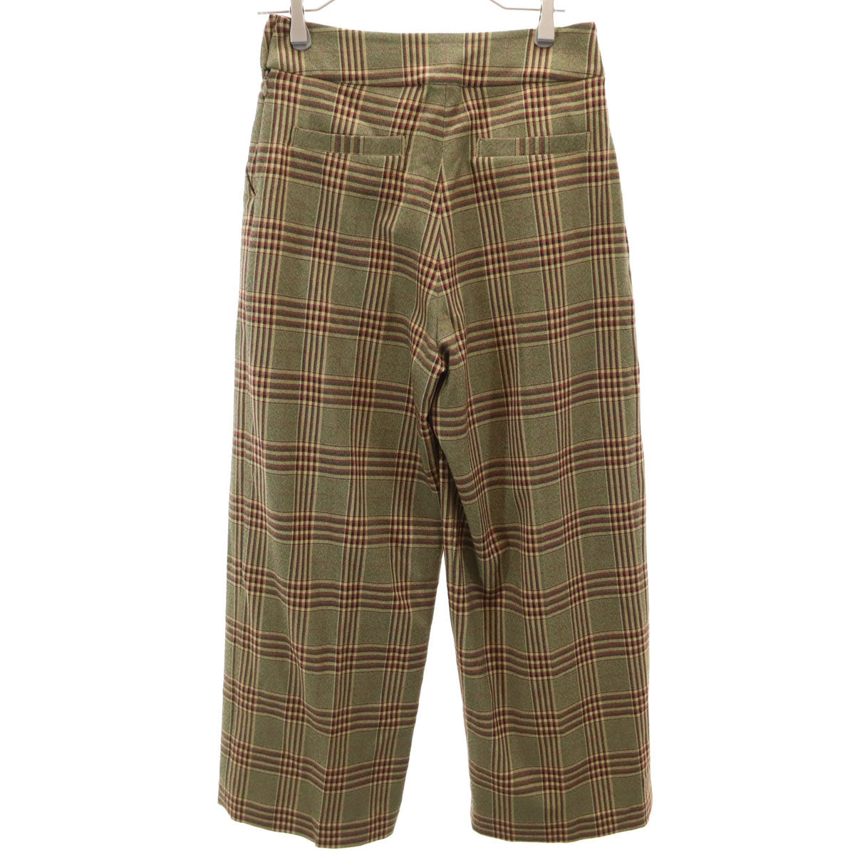 nano universe ナノユニバース チェック柄 ワイドパンツ 38 グレー系 レディース