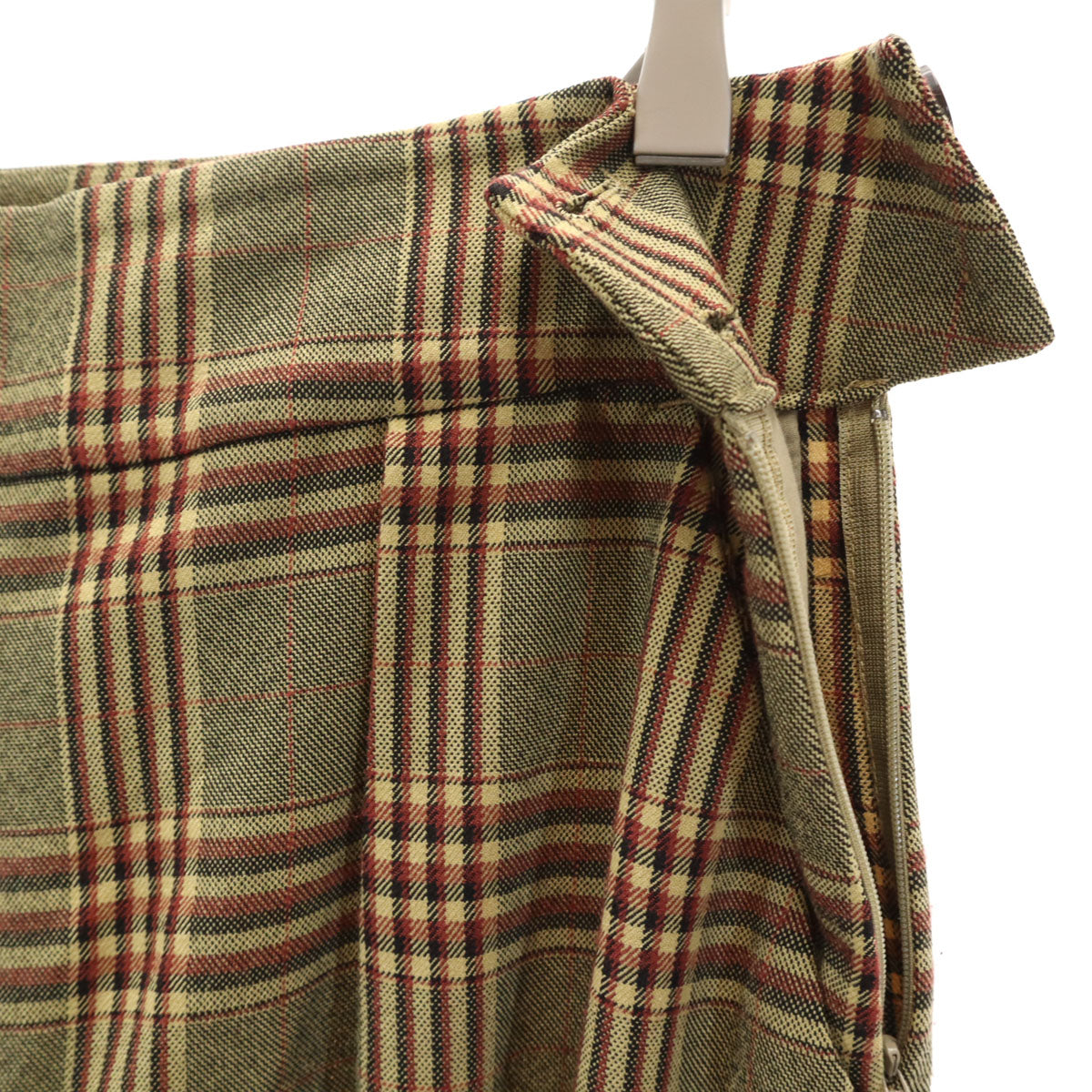 nano universe ナノユニバース チェック柄 ワイドパンツ 38 グレー系 レディース