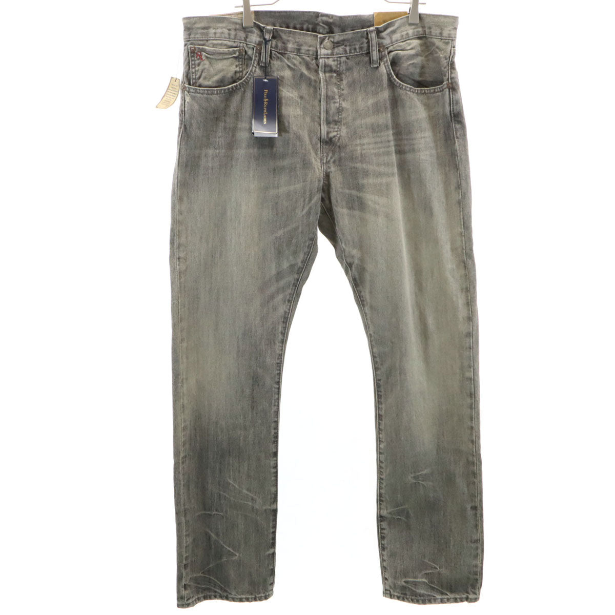 未使用 POLO RALPH LAUREN ポロラルフローレン ヴァリック スリム ストレートデニムパンツ W36 グレー ジーンズ ビッグサイズ メンズ