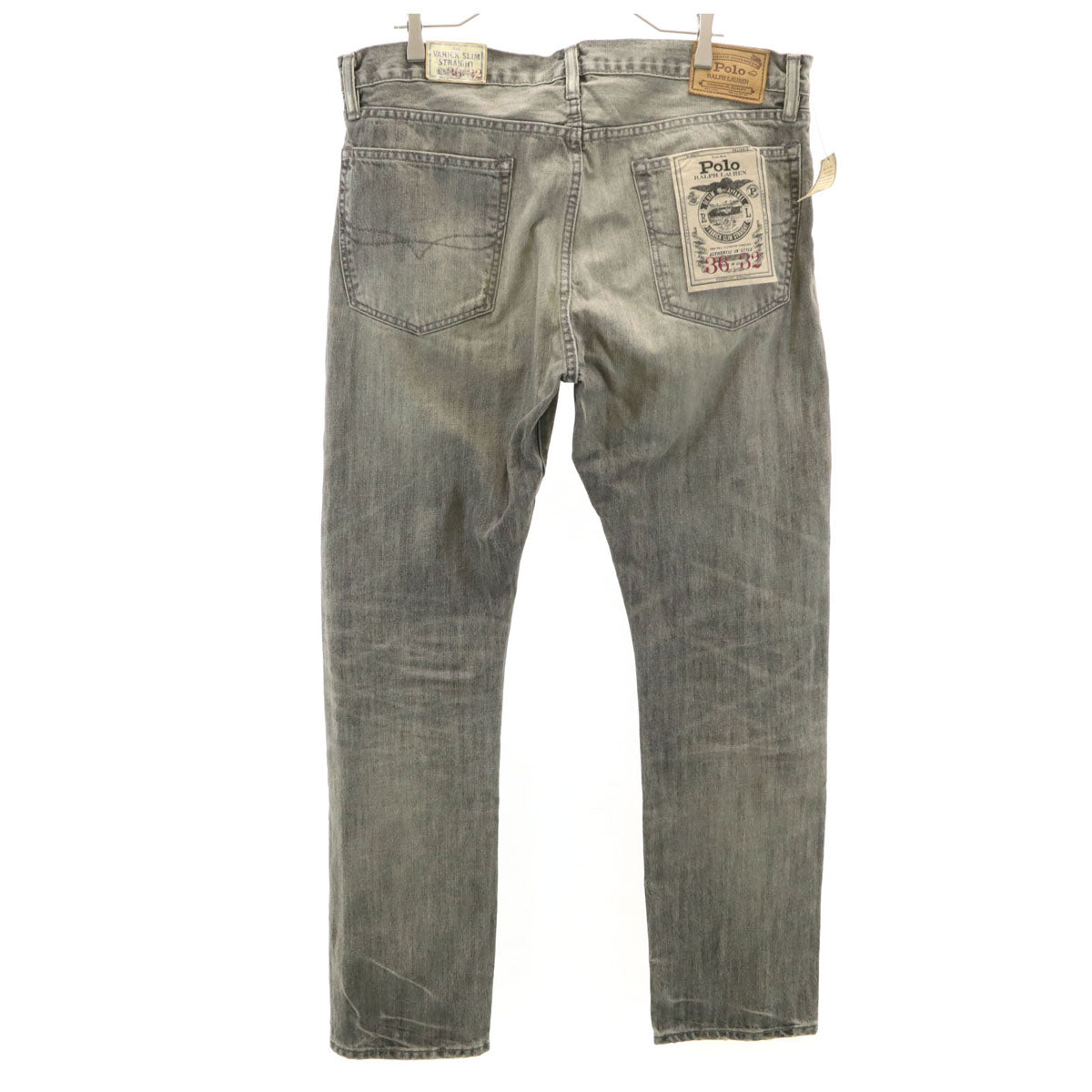 未使用 POLO RALPH LAUREN ポロラルフローレン ヴァリック スリム ストレートデニムパンツ W36 グレー ジーンズ ビッグサイズ メンズ