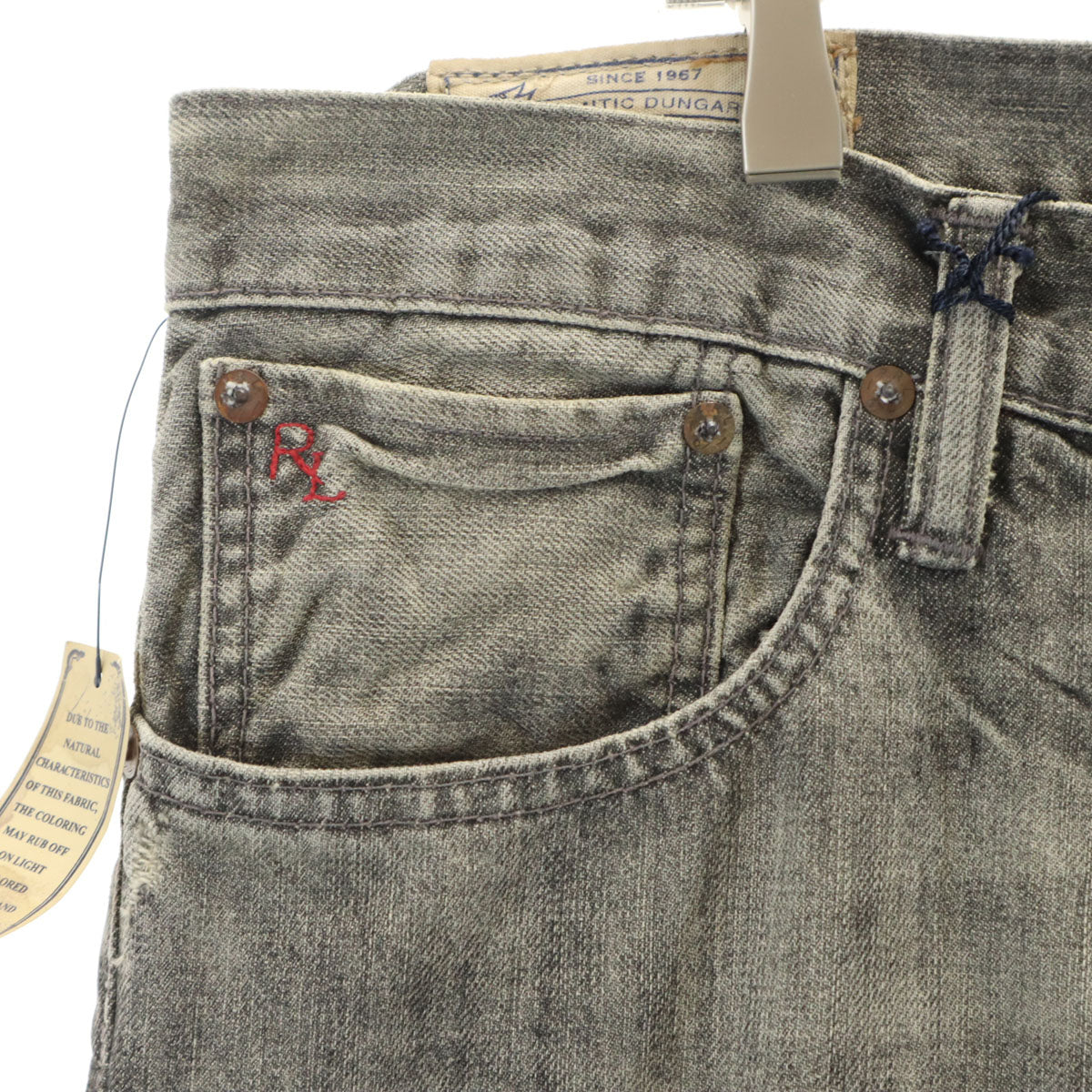 未使用 POLO RALPH LAUREN ポロラルフローレン ヴァリック スリム ストレートデニムパンツ W36 グレー ジーンズ ビッグサイズ メンズ
