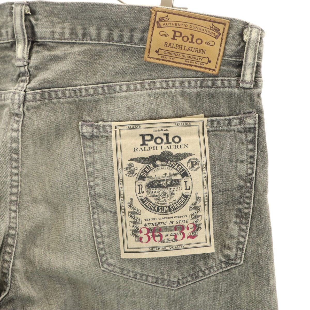 未使用 POLO RALPH LAUREN ポロラルフローレン ヴァリック スリム ストレートデニムパンツ W36 グレー ジーンズ ビッグサイズ メンズ