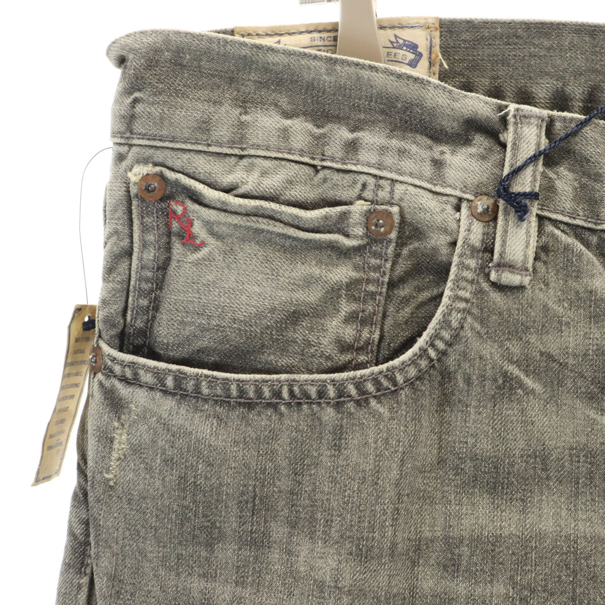 未使用 POLO RALPH LAUREN ポロラルフローレン ヴァリック スリム ストレートデニムパンツ W36 グレー ジーンズ ビッグサイズ メンズ