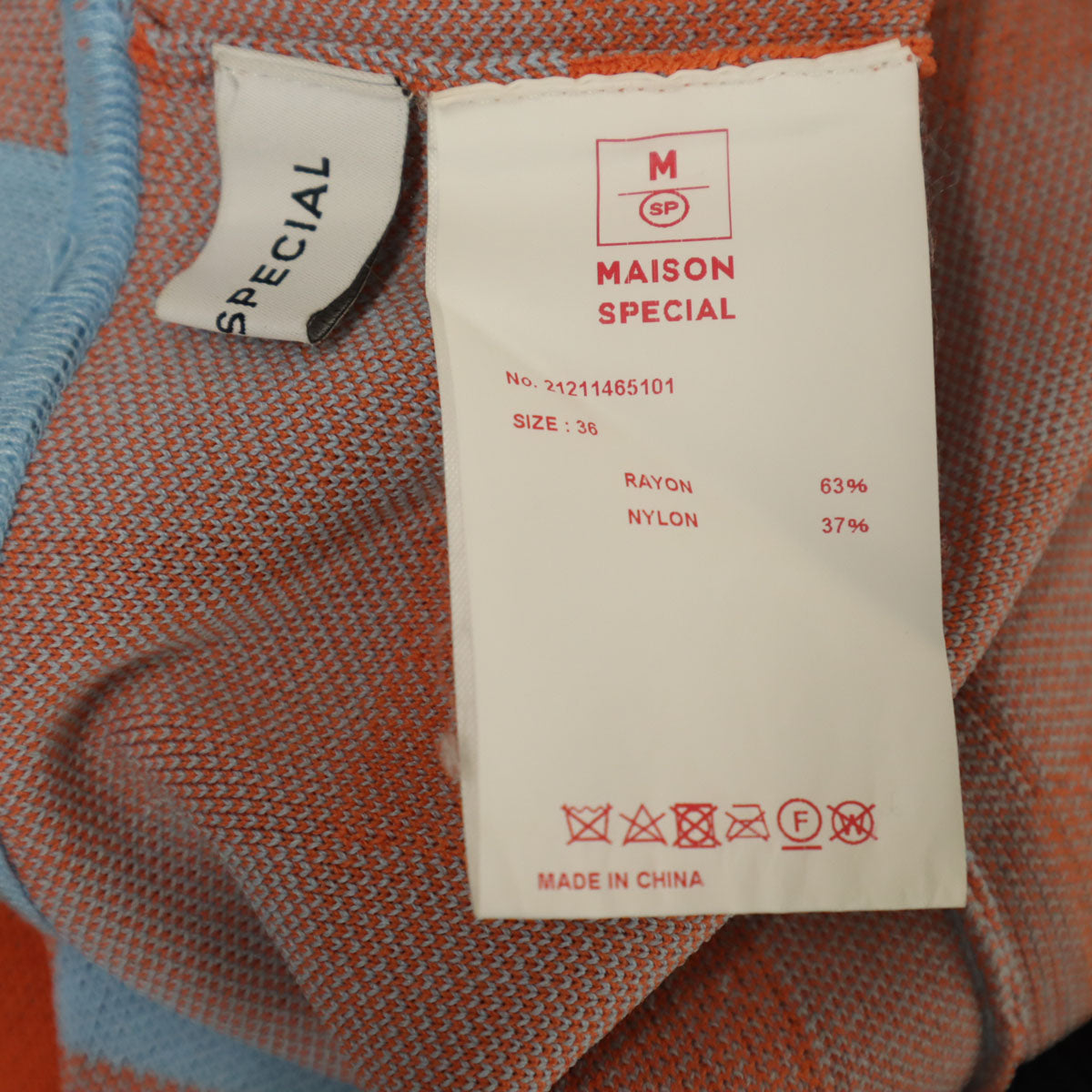 美品 MAISON SPECIAL メゾンスペシャル ブロックチェック イージーパンツ 36 オレンジ レディース