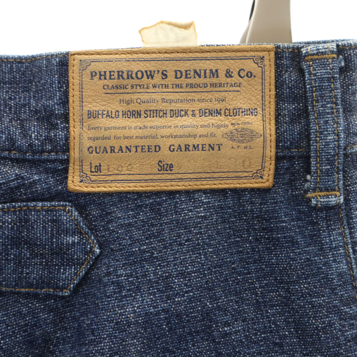 Pherrow's フェローズ 日本製 バッファローホーン ステッチ デニムパンツ W30 インディゴ ジーンズ シンチバック メンズ