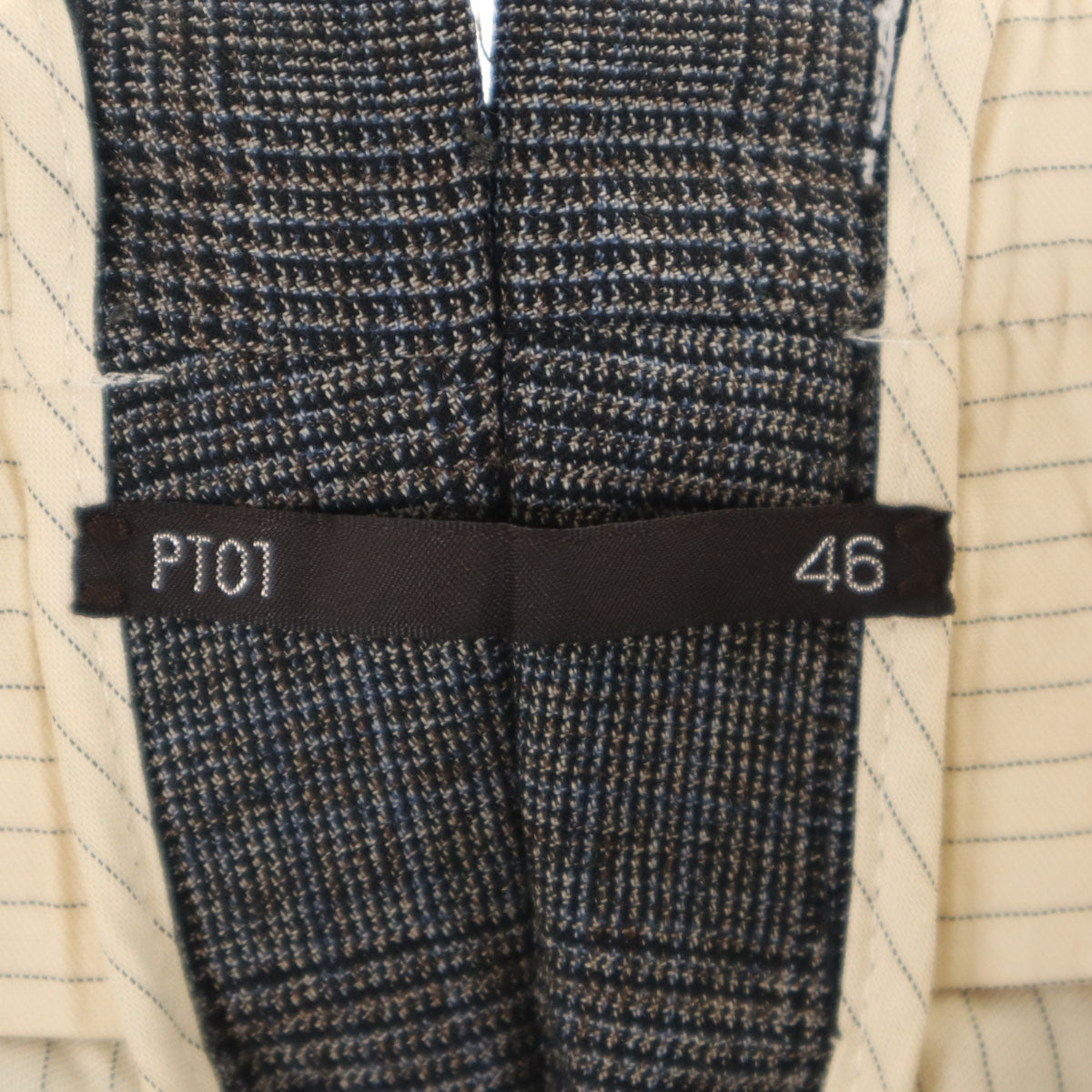 PT01 ピーティーゼロウーノ ウール100% グレンチェック ツータック スラックスパンツ 46 グレー系 メンズ
