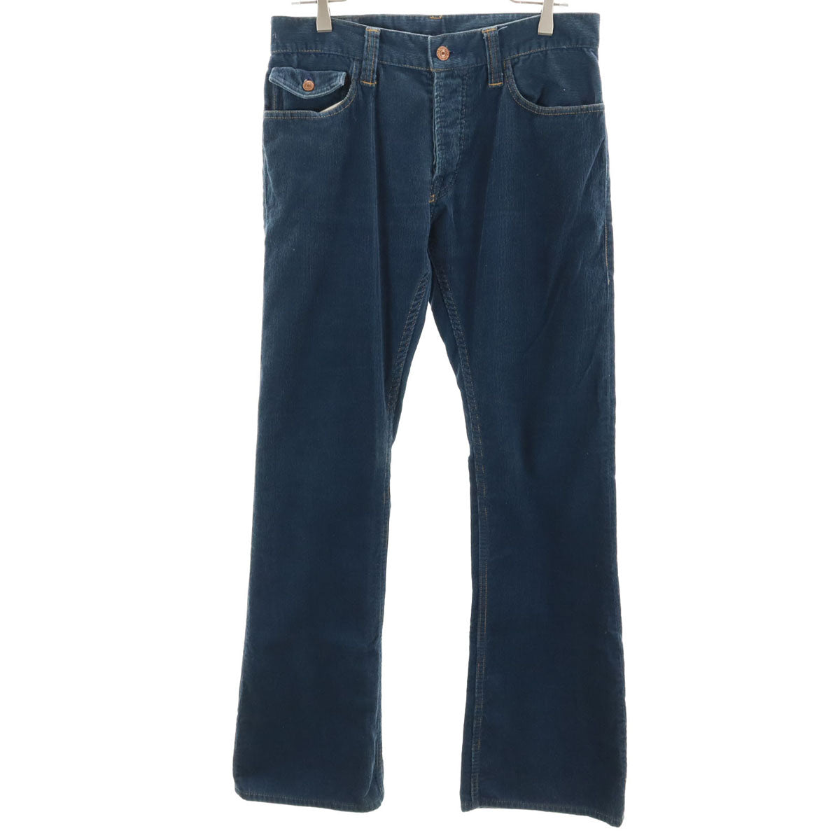 SKULL JEANS スカルジーンズ 日本製 MUSTANG コーデュロイ ブーツカットパンツ W32 ネイビー フレア メンズ