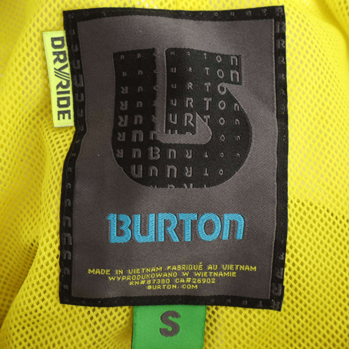 BURTON バートン スノーボード パンツ S イエロー スノーウェア DRYRIDE メンズ
