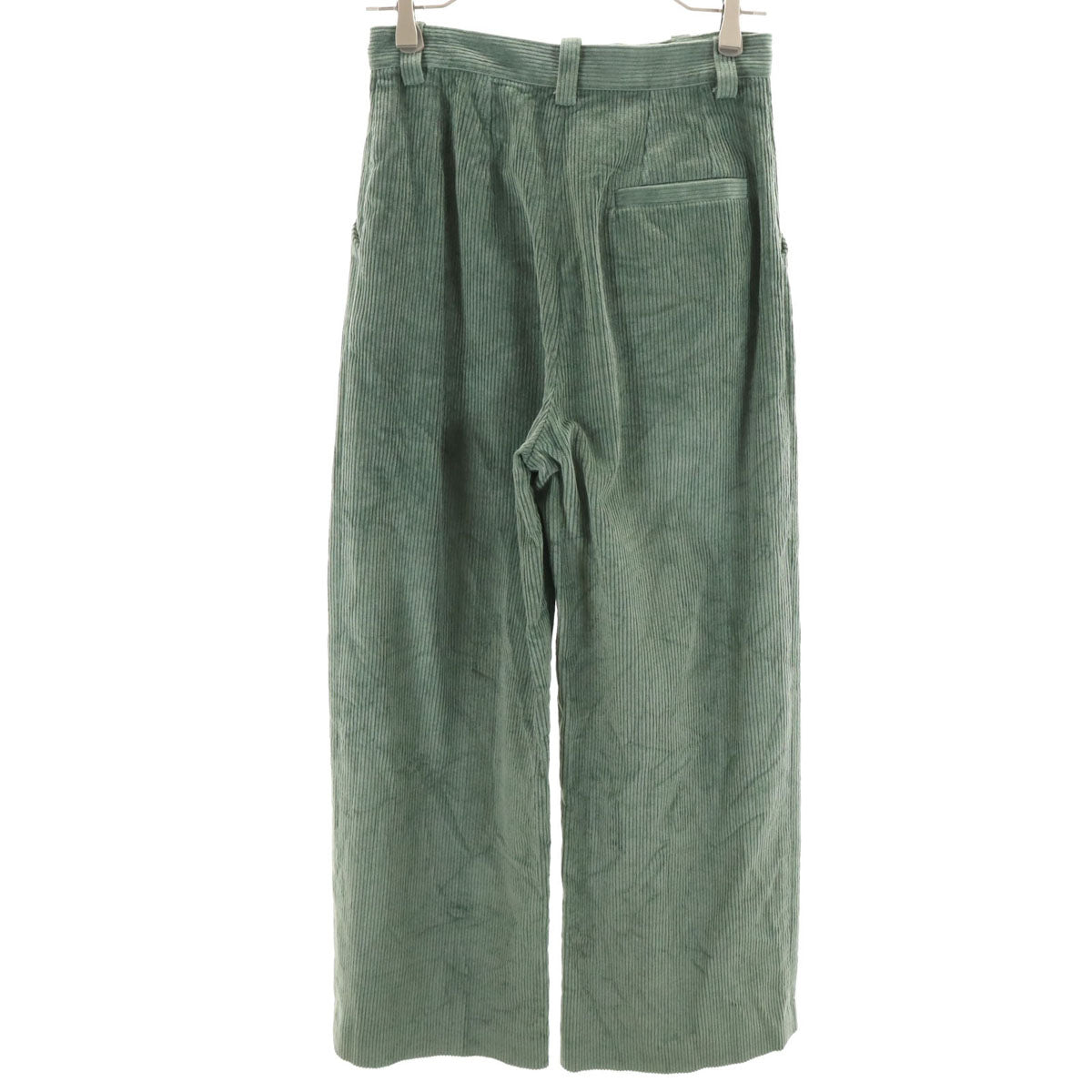 A.P.C. アーペーセー ツータック コーデュロイ ワイドパンツ 34 グリーン レディース