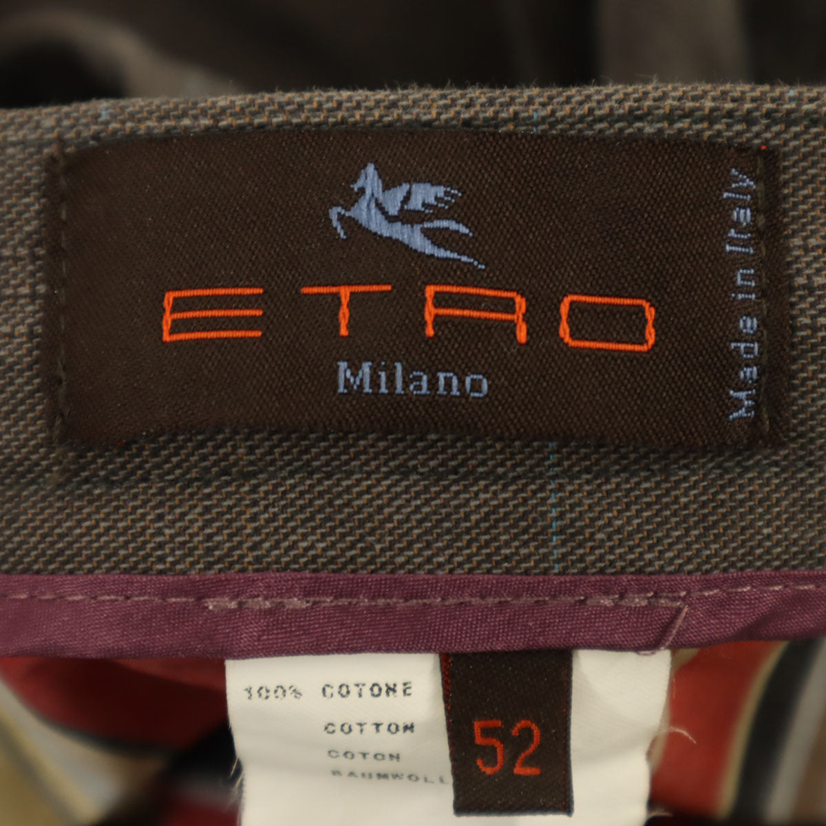 ETRO エトロ イタリア製 コットンパンツ 52 ブラウン系 メンズ