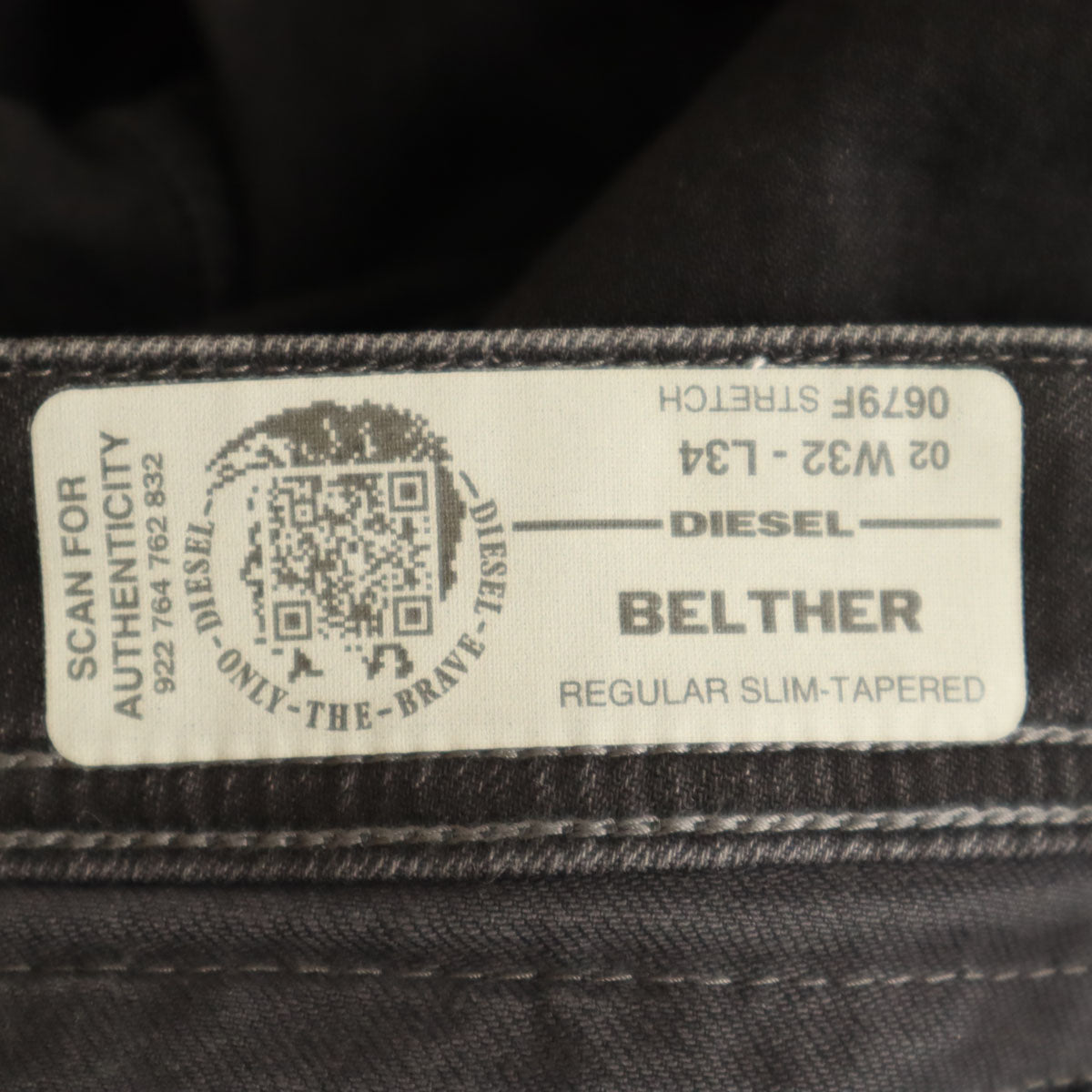 DIESEL ディーゼル BELTHER スリム テーパードパンツ W32 ブラック 0679F メンズ