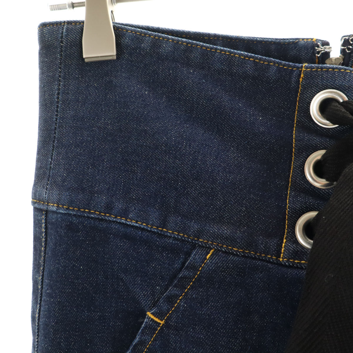 LIMI feu リミフゥ 日本製 ハイウエスト ワイドデニムパンツ S インディゴ ジーンズ レディース