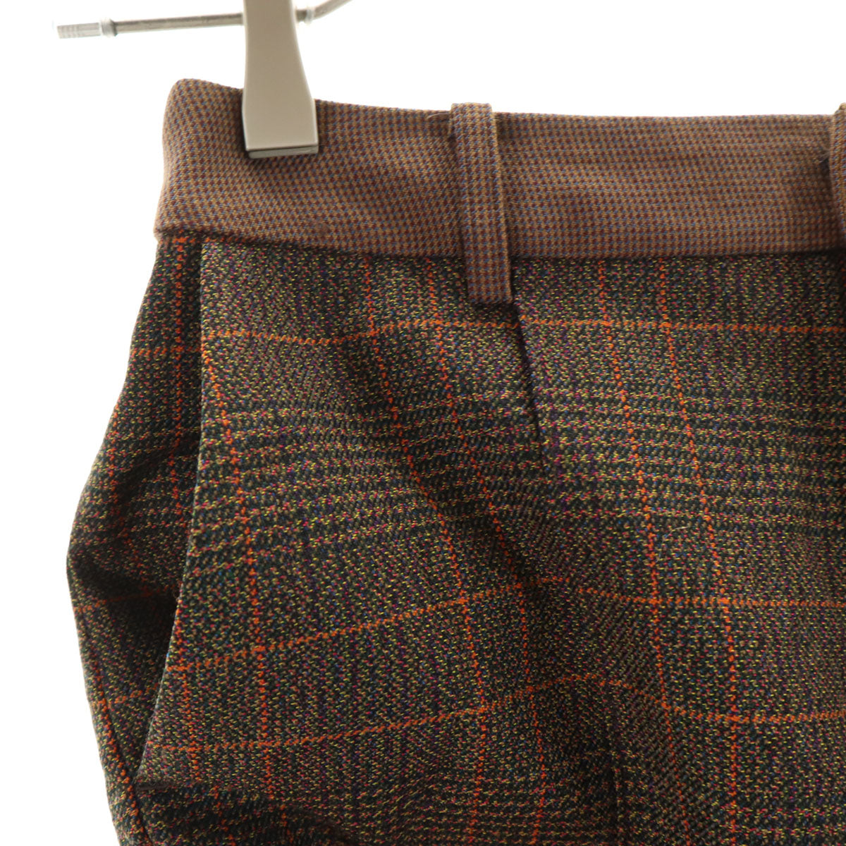 PERVERZE パーバーズ チェック柄 ロングパンツ S ブラウン レディース