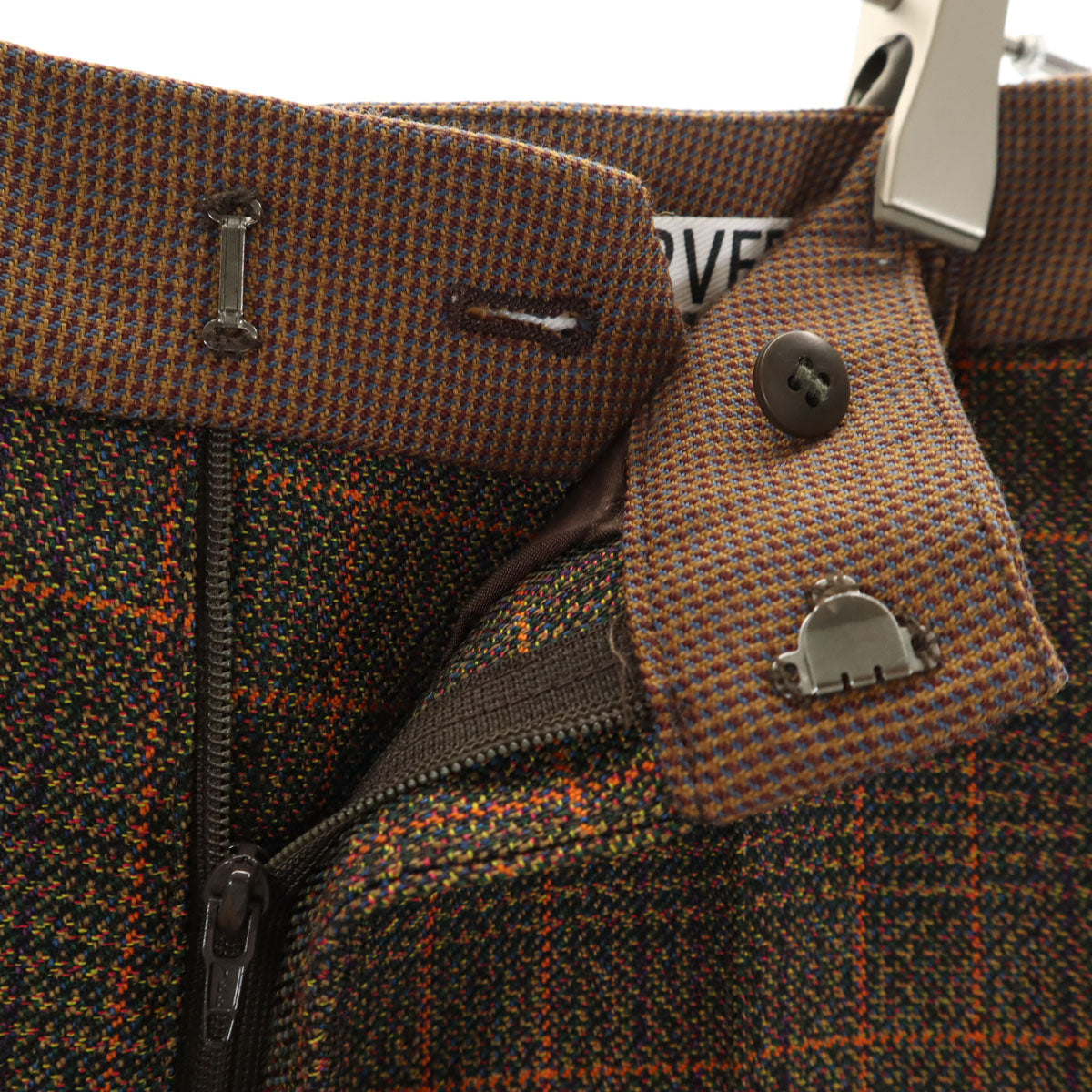 PERVERZE パーバーズ チェック柄 ロングパンツ S ブラウン レディース