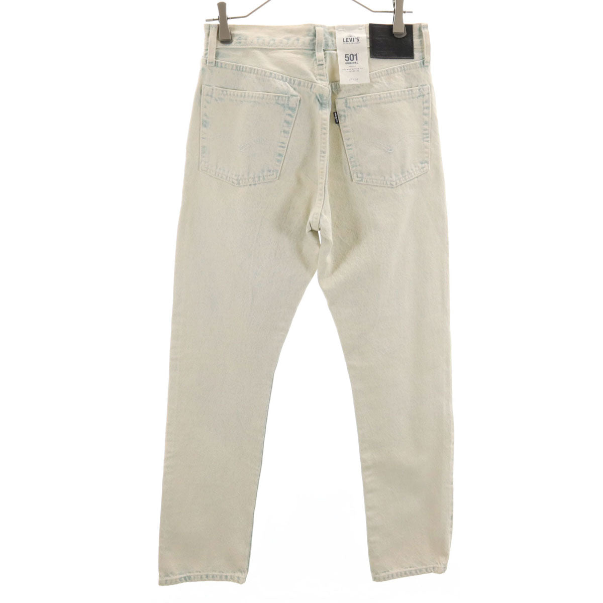 未使用 LEVI'S MADE&CRAFTED リーバイスメイドアンドクラフテッド 501 ブルガリア製 ビッグE ブリーチ加工 ストレートデニムパンツ W27 アイスブルー ジーンズ レディース