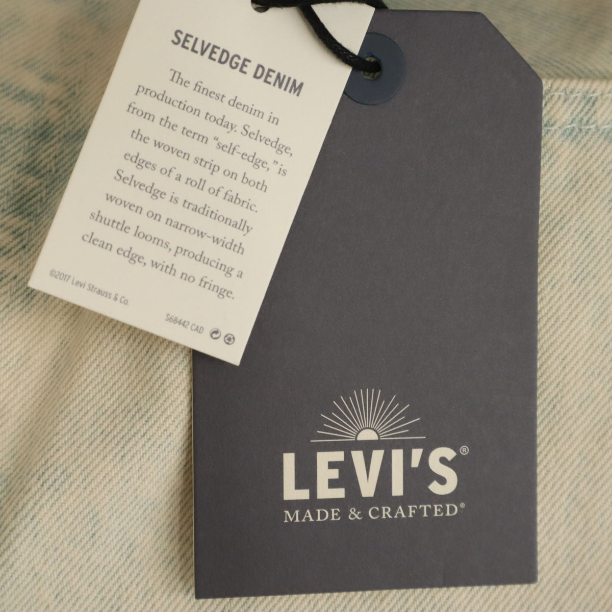 未使用 LEVI'S MADE&CRAFTED リーバイスメイドアンドクラフテッド 501 ブルガリア製 ビッグE ブリーチ加工 ストレートデニムパンツ W27 アイスブルー ジーンズ レディース