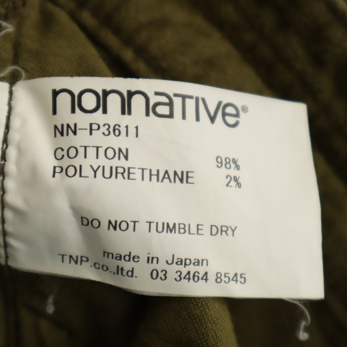 nonnative ノンネイティブ 日本製 ドウェラー ウェポンクロス ロングパンツ 2 カーキ メンズ