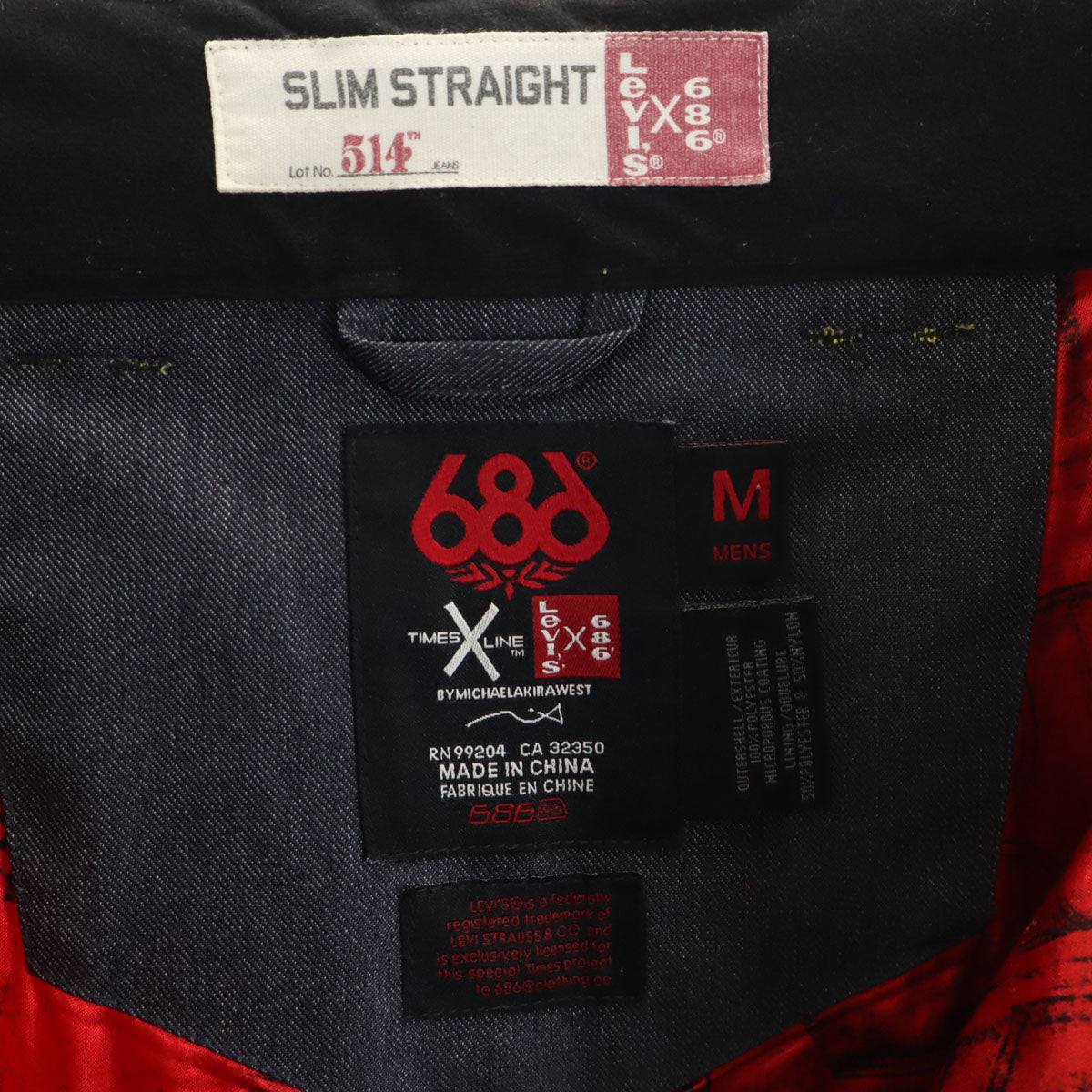 Levi's リーバイス 686 シックスエイトシックス コラボ スノーボード パンツ M ネイビー スキー スノボー メンズ